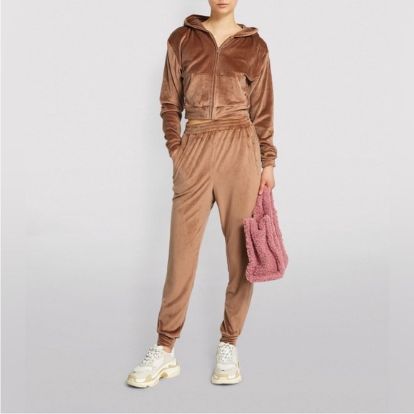 SOLD SKIMS | Velour Full Zip Cropped Jacket in Sienna Caramel Brown Size Large - Picture 3 of 6